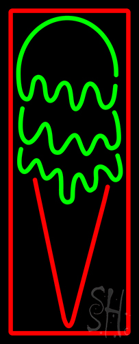 Red Green Ice Cream Cone Neon Sign