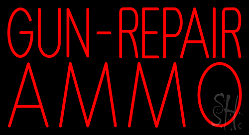 Red Gun Repair Ammo Neon Sign