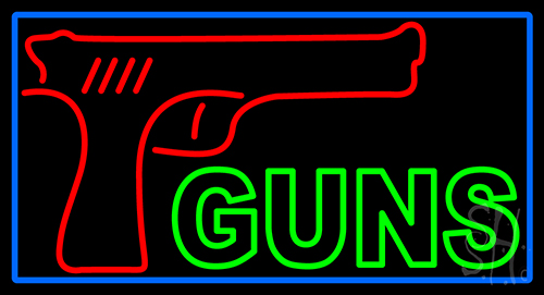 Red Guns Block Neon Sign