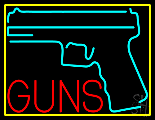 Red Gun Turquoise Logo Neon Sign