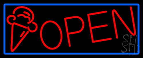 Red Ice Cream Cone Neon Sign