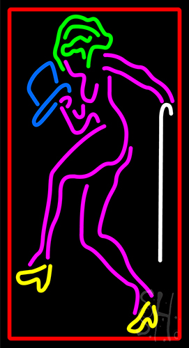 Strip Girl With Hat And Stick Neon Sign