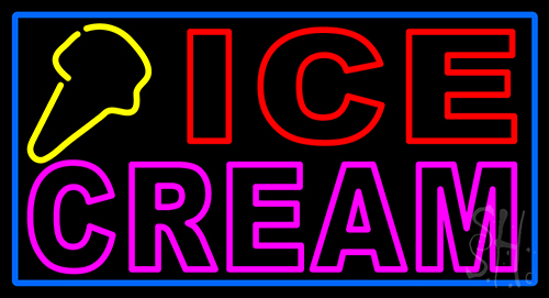 Yellow Ice Cream Cone Neon Sign