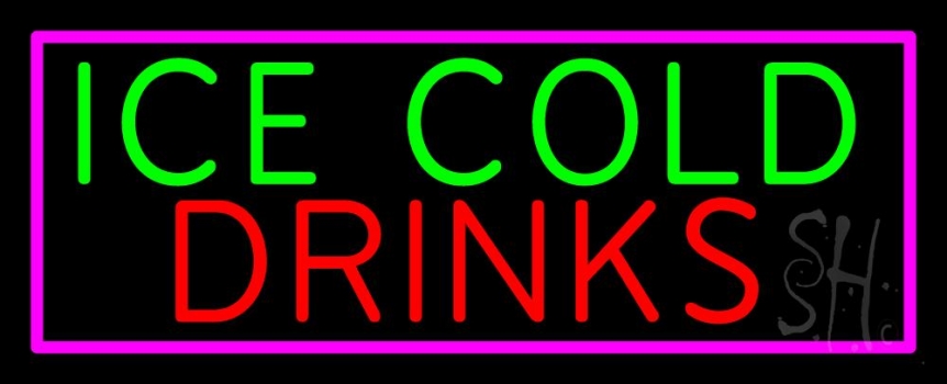 Green Red Ice Cold Drinks Neon Sign
