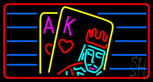Poker With Border 5 Neon Sign