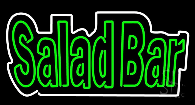 Horizontal Green Block Salad Bar Neon Sign