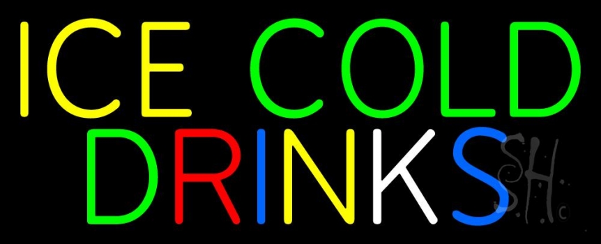 Multi Colored Ice Cold Drinks Neon Sign