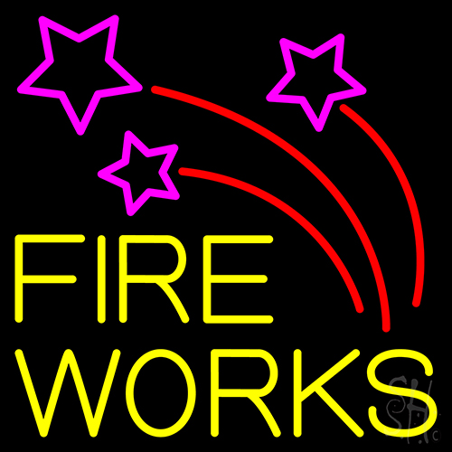 Double Stroke Fire Works 2 Neon Sign