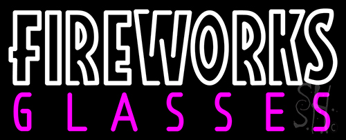 Fire Work Glasses Neon Sign