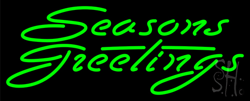 Green Seasons Greetings Neon Sign