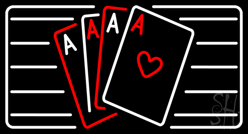 Poker Cards Icon 6 Neon Sign
