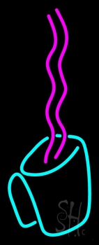 Coffee Cup With Pink Steam Neon Sign