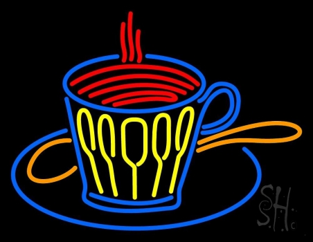 Coffee Glass With Spoon Neon Sign