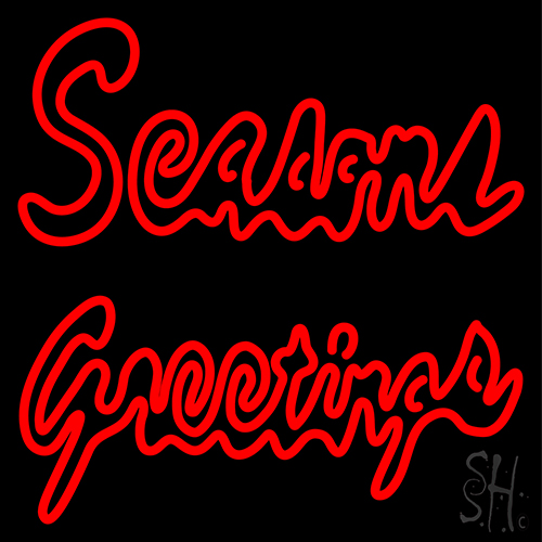 Double Stroke Seasons Greetings Neon Sign