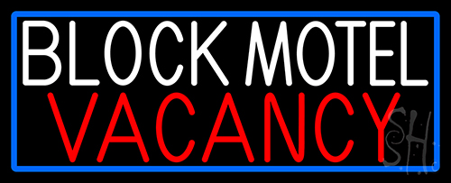 Block Motel Vacancy Neon Sign