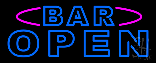 Blue Bar Open Double Stroke Neon Sign