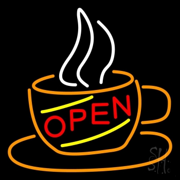 Open Coffee Cup Neon Sign