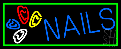 Blue Nails Logo Neon Sign