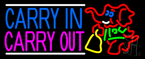 Carry In Carry Out With Elephant Neon Sign