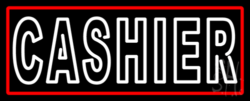 Cashier With Red Border Neon Sign