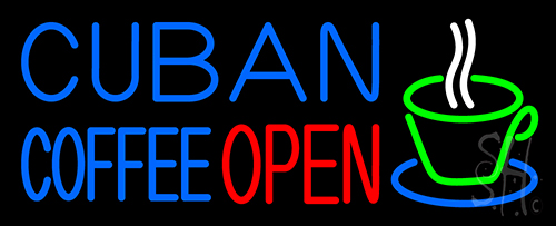 Cuban Coffee Red Open Logo Neon Sign