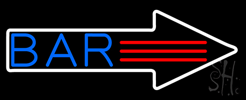 Curve Bar With Arrow Neon Sign
