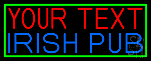 Custom Irish Pub With Green Border Neon Sign