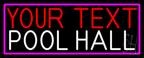 Custom Pool Hall With Pink Border Neon Sign