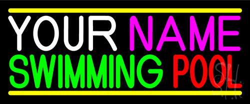 Custom Swimming Pool With Yellow Line Neon Sign