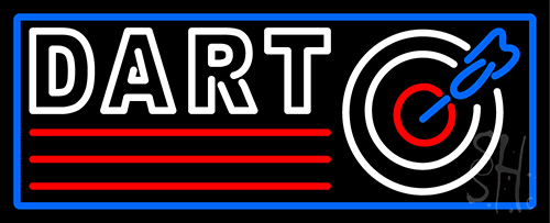 Dart Board With Blue Border Neon Sign