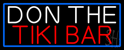Don The Tiki Bar With Blue Border Neon Sign