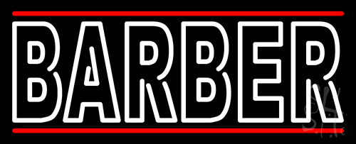 Double Stroke Barber With Red Border Neon Sign