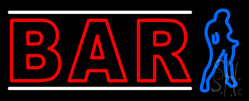 Double Stroke Bar With Girl Neon Sign