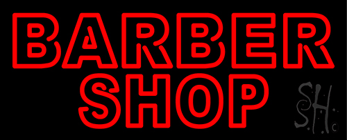 Double Stroke Red Barber Shop Neon Sign
