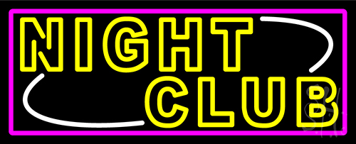Double Stroke Yellow Night Club Pink Border Neon Sign