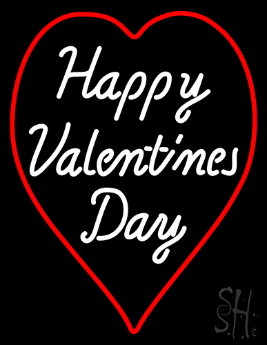 Happy Valentines Day Heart Logo Neon Sign