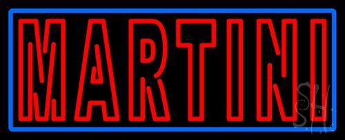 Martini With Blue Border Neon Sign