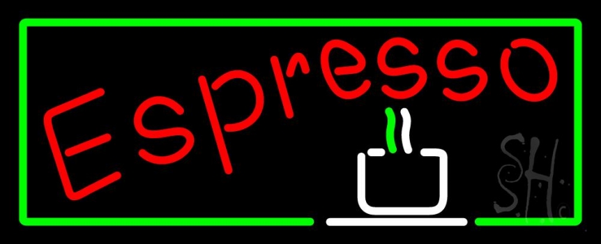 Red Espresso With Green Borders Neon Sign