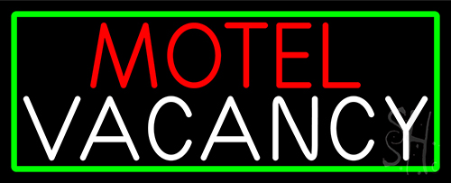 Motel Vacancy With Green Neon Sign