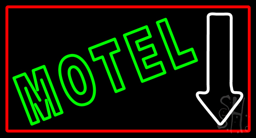 Motel With Down Arrow Neon Sign