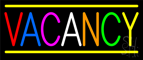 Multi Colored Vacancy With Yellow Border Neon Sign