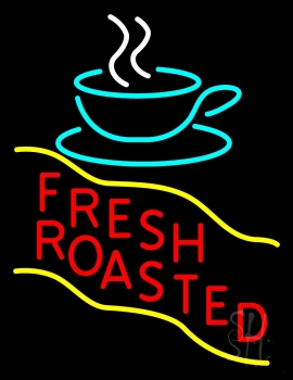 Red Fresh Roasted Coffee Cup Neon Sign