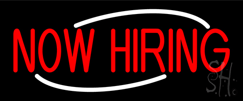 Now Hiring Red Neon Sign
