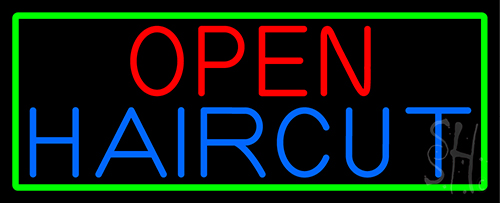 Open Haircut Neon Sign