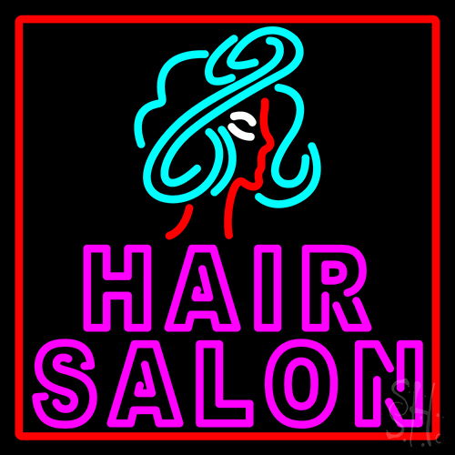 Pink Double Stroke Hair Salon With Girl Logo Neon Sign