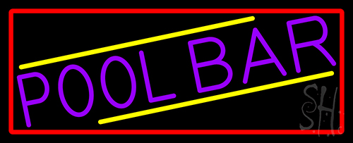 Purple Pool Bar With Red Border Neon Sign