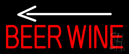 Red Beer Wine With Arrow Neon Sign