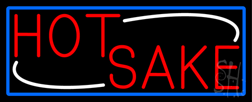Red Hot Sake With Blue Border Neon Sign