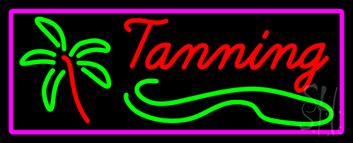 Red Tanning With Palm Tree Neon Sign