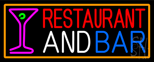 Restaurant And Bar With Martini Glass Neon Sign